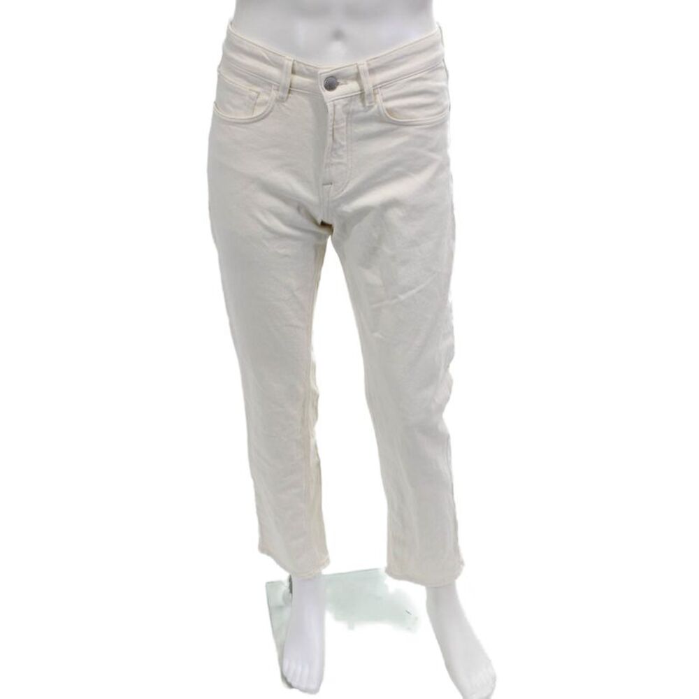 Massimo Dutti Mens White Cropped Straight Jeans Cotton Blend Size 29
